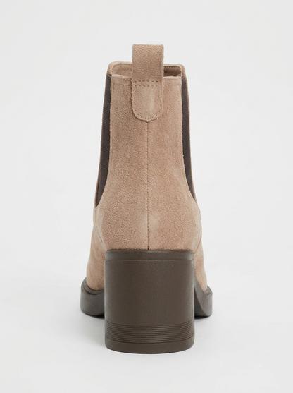 Loves - Bota Chelsea con plataforma de gamuza beige (Mujer)
