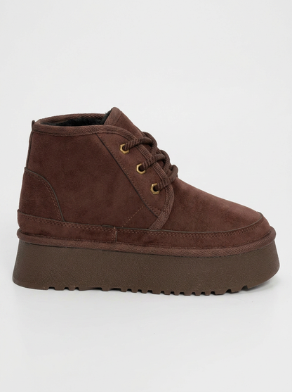 Ovela - Brown Suede Thick Sole Lace-Up Sport Boot (Women)