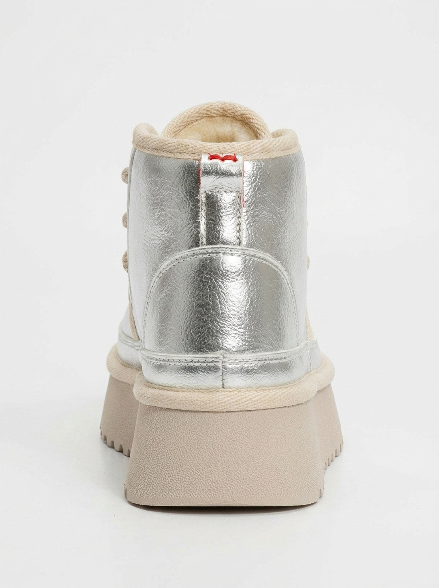 Ovela - Botines deportivos con cordones y suela gruesa plateada (mujer)