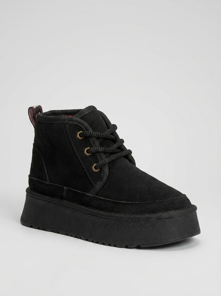 Ovela - Bota deportiva con cordones de suela gruesa negra (mujer)