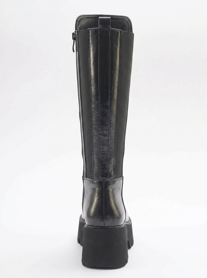 Bota de plataforma de charol negra Solo (Mujer)
