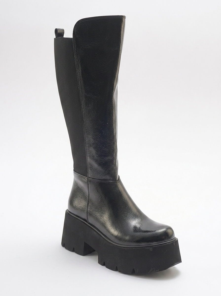 Bota de plataforma de charol negra Solo (Mujer)
