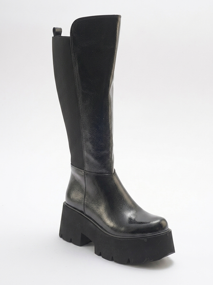 Bota de plataforma de charol negra Solo (Mujer)