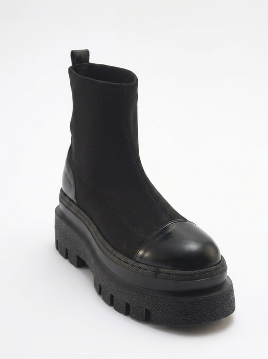 Aves - Black Chunky Scuba Boot (Women)
