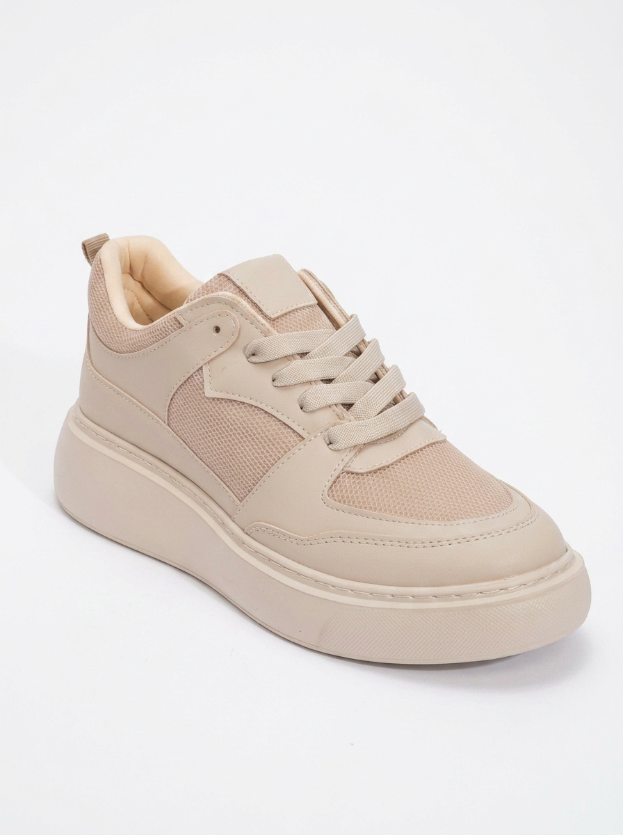 Ingrid - Beige Platform Sneakers