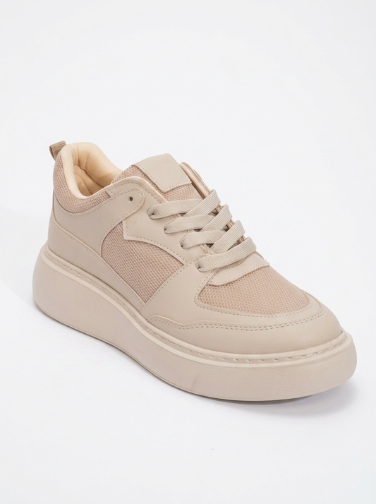 Ingrid - Beige Platform Sneakers