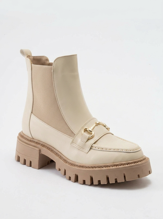 Vesper Beige Buckled Chelsea Boot (Women)