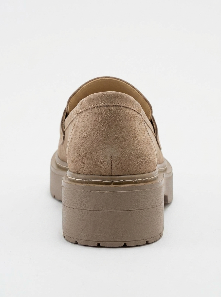 Josie - Beige Suede Loafers