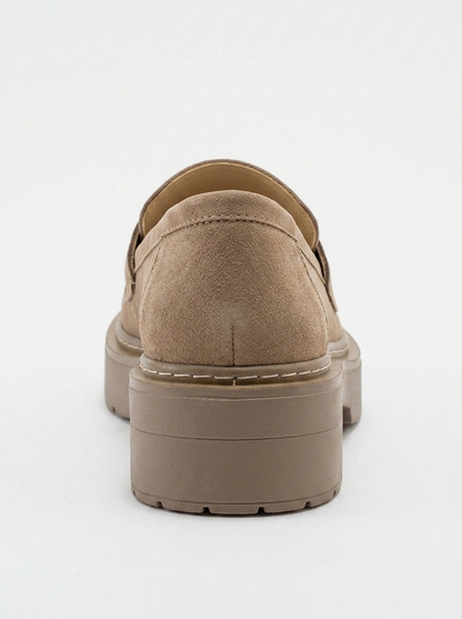 Josie - Beige Suede Loafers