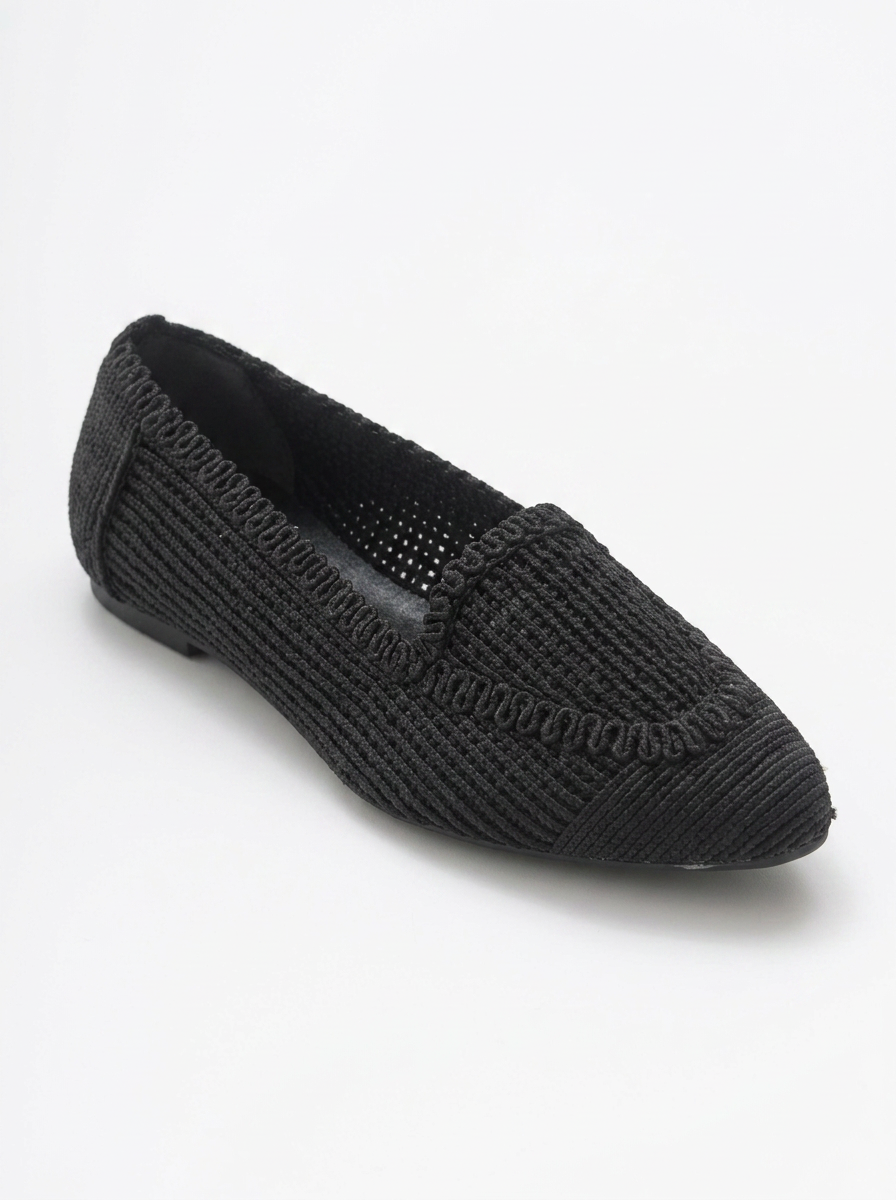 Mira Black Knit Ballet Flat (Women)
