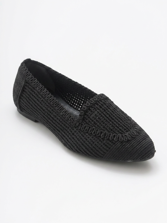 Mira Black Knit Ballet Flat (Women)