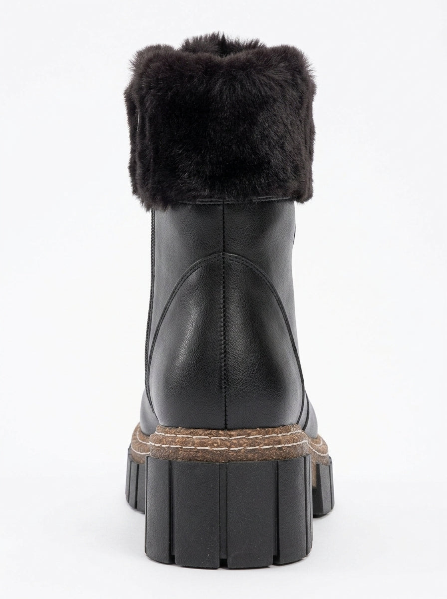 Faith - Bota Chunky de Pelo Sintético Negra (Mujer)