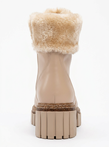 Faith - Botín Grueso de Pelo Beige (Mujer)