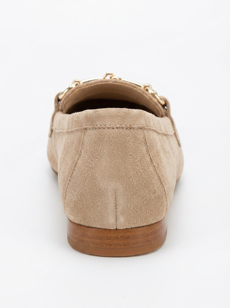 Olly - Dark Beige Suede Horsebit Loafers