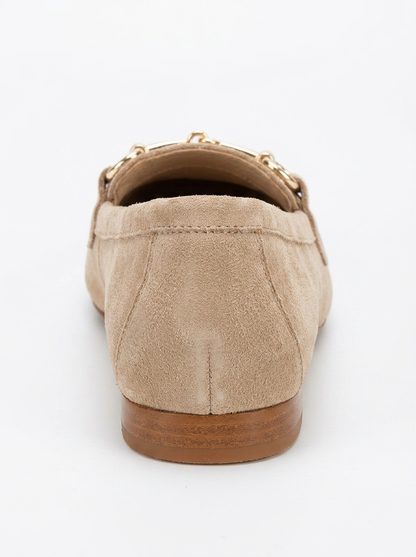 Olly - Dark Beige Suede Horsebit Loafers