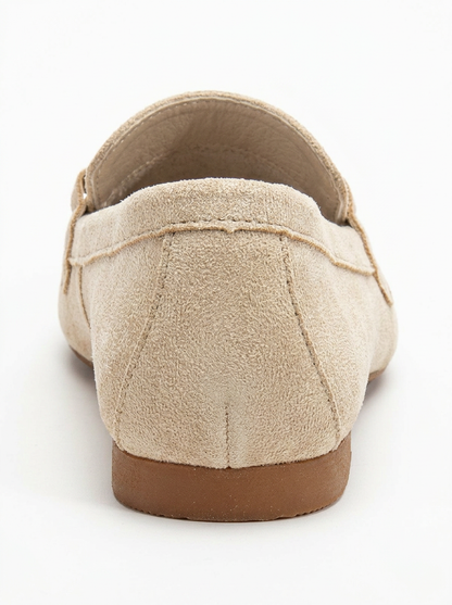 Olly - Beige Suede Horsebit Loafers
