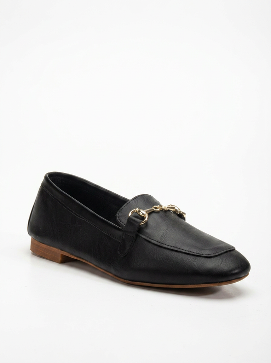 Olly - Black Horsebit Loafers