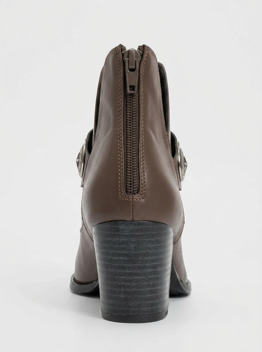 Kenda Brown Buckle Block Heel Boot (Women)