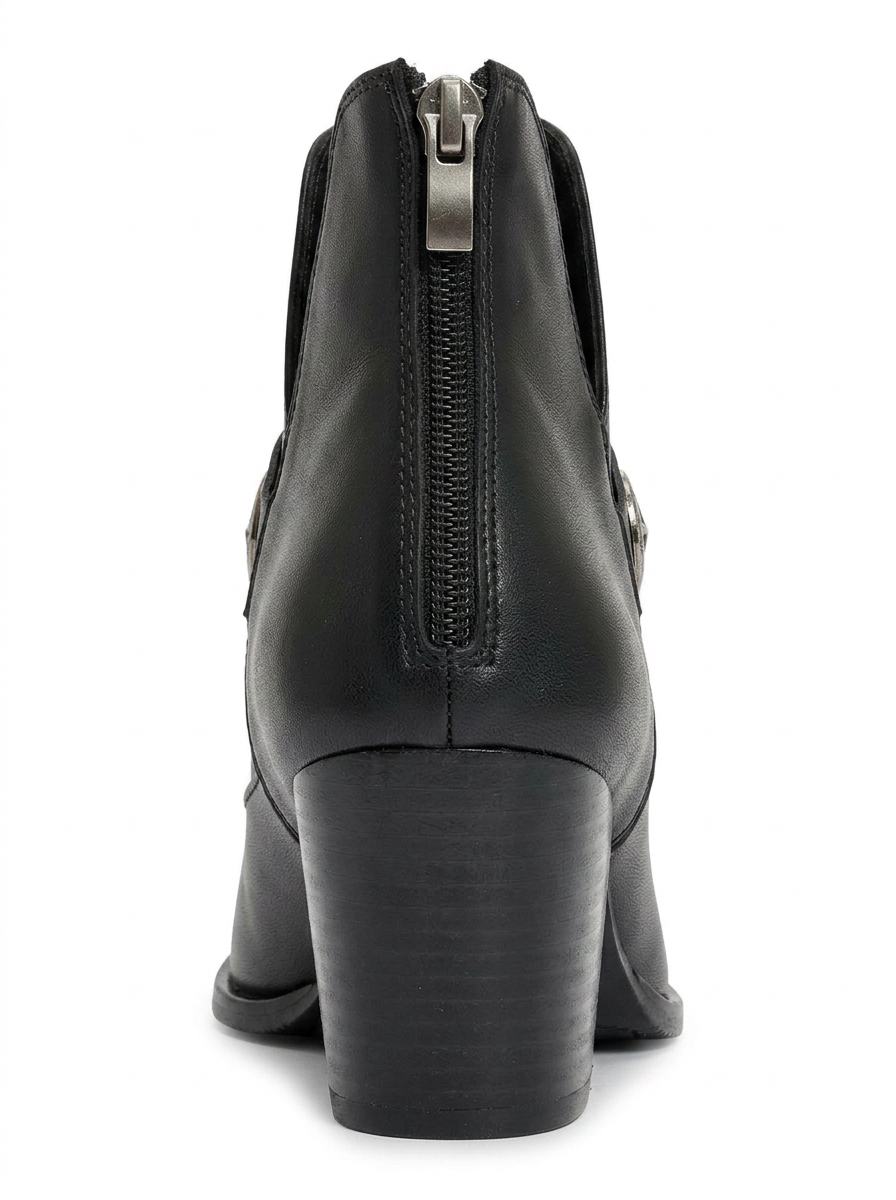 Kenda Black Buckle Block Heel Boot (Women)