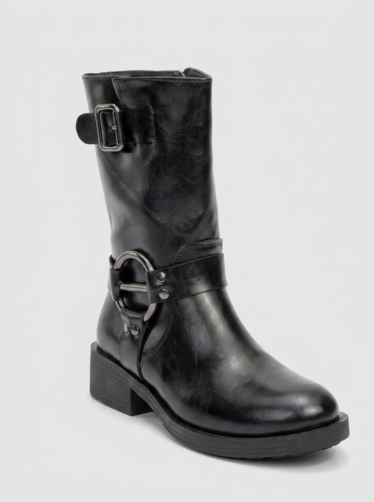 Fies Black Buckled Boot (Women)