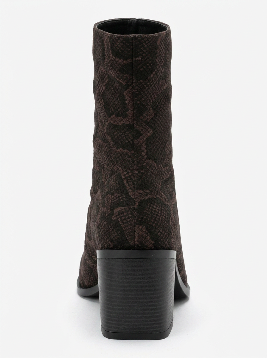 Chara - Bota con tacón de bloque y patrón marrón (Mujer)