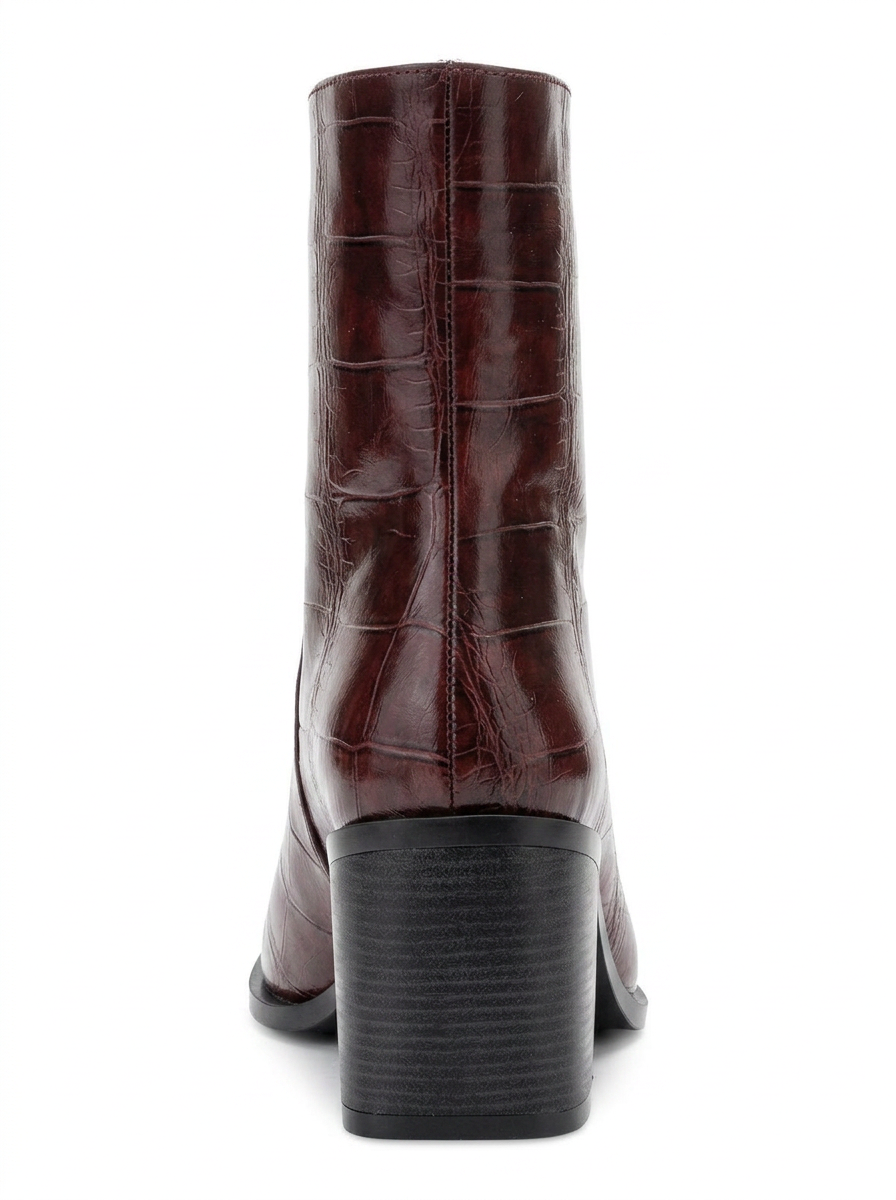 Chara - Burgundy Printed Block Heel Boot (Women)