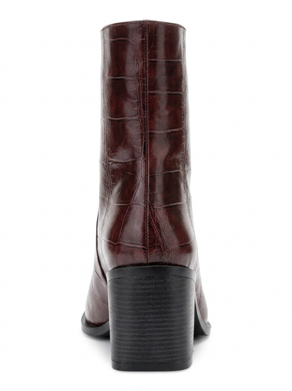Chara - Burgundy Printed Block Heel Boot (Women)