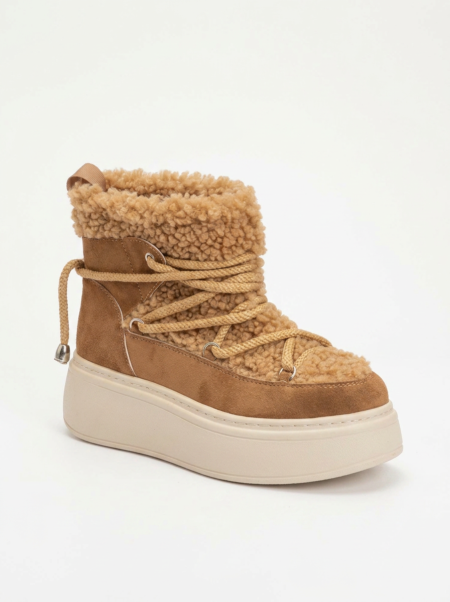 Bota de invierno Dila Cognac Brown con forro de piel (Mujer)