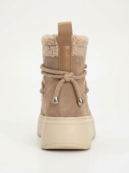 Bota de invierno Dila de color beige oscuro con forro de piel (mujer)