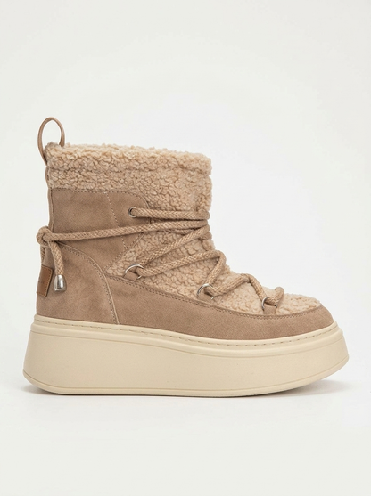 Bota de invierno Dila de color beige oscuro con forro de piel (mujer)