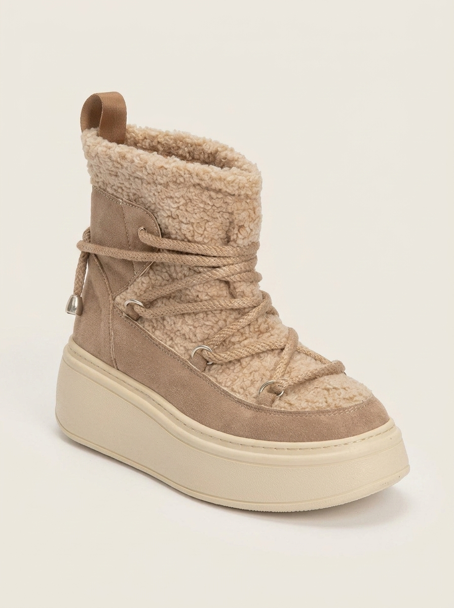 Bota de invierno Dila de color beige oscuro con forro de piel (mujer)