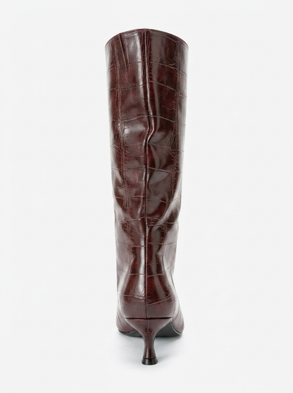 Crow - Burgundy Embossed Pointed Toe Boot (Women)