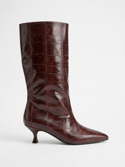 Crow - Burgundy Embossed Pointed Toe Boot (Women)