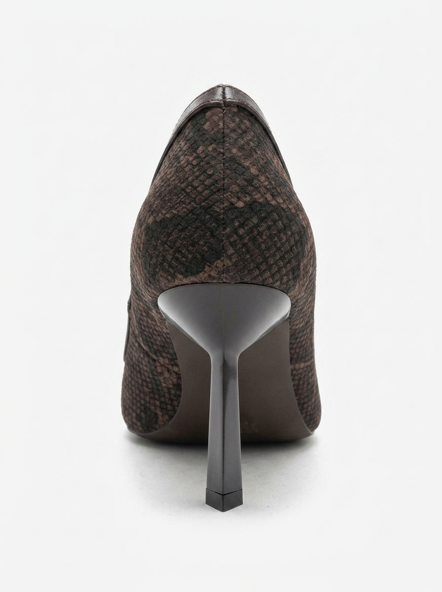 RONA - Zapatos de tacón de aguja con punta y estampado marrón (mujer)