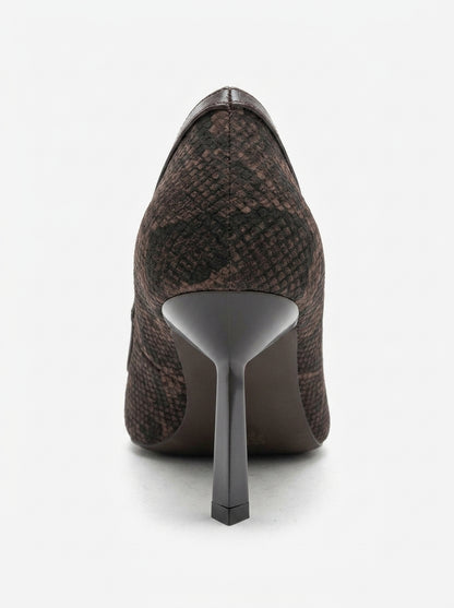 RONA - Zapatos de tacón de aguja con punta y estampado marrón (mujer)