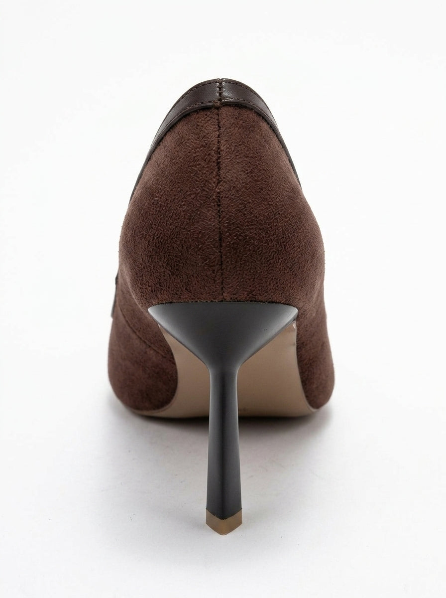 Rona - Zapatos de tacón de ante marrón con punta (Mujer)