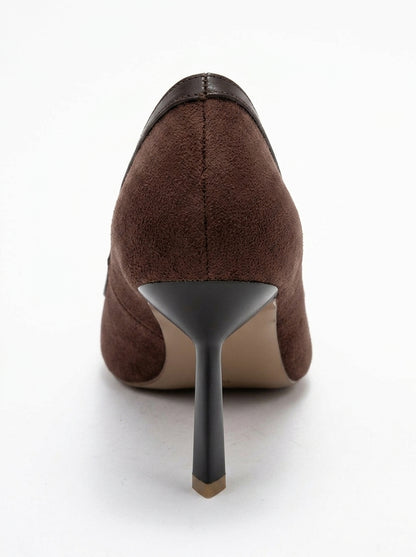 Rona - Zapatos de tacón de ante marrón con punta (Mujer)