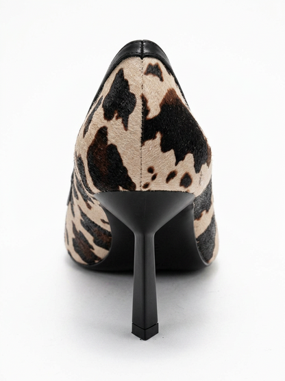 Rona - Zapatos de tacón de punta fina con patrón de beige y negro (mujer)