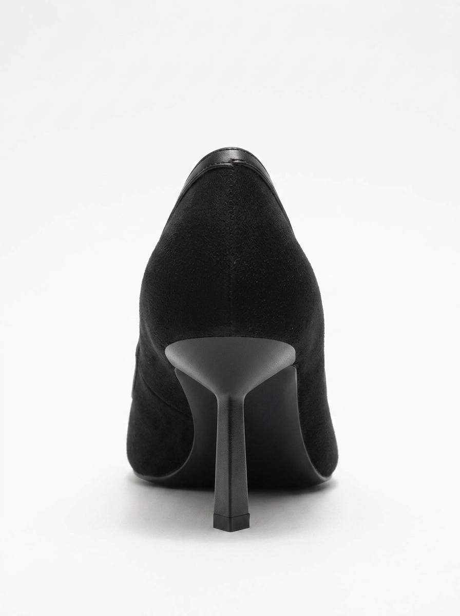 Rona - Zapatos de tacón de aguja de gamuza negra con punta (Mujer)