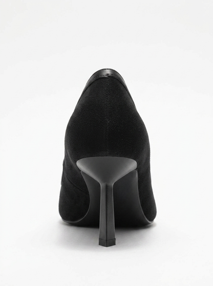 Rona - Zapatos de tacón de aguja de gamuza negra con punta (Mujer)