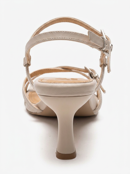 NEBEL - Beige Ankle Strap Heeled Sandal (Women)