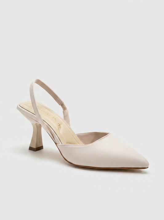Rae - Beige Slingback Kitten Heels