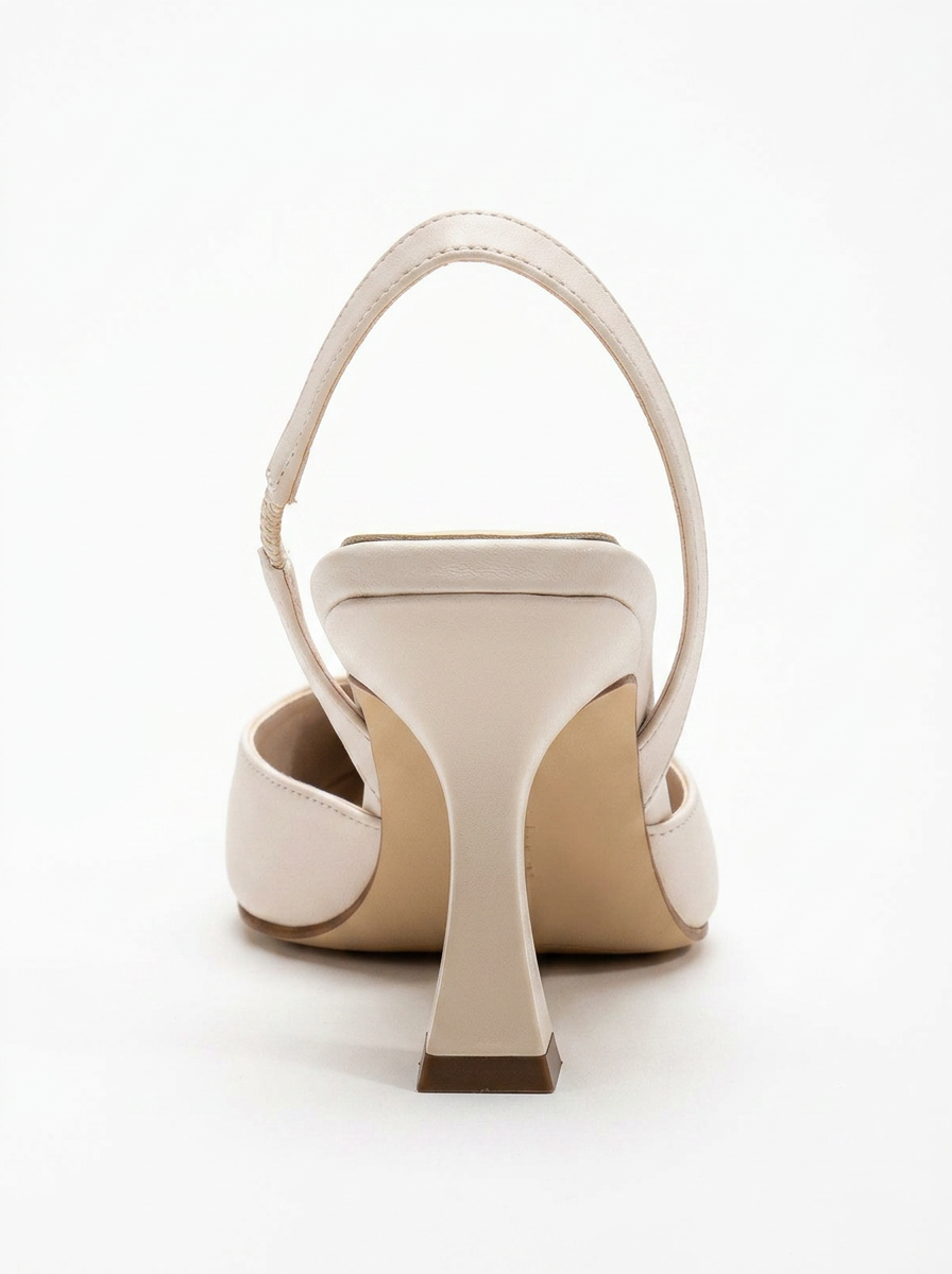 Rae - Beige Slingback Kitten Heels