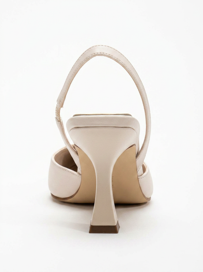 Rae - Beige Slingback Kitten Heels