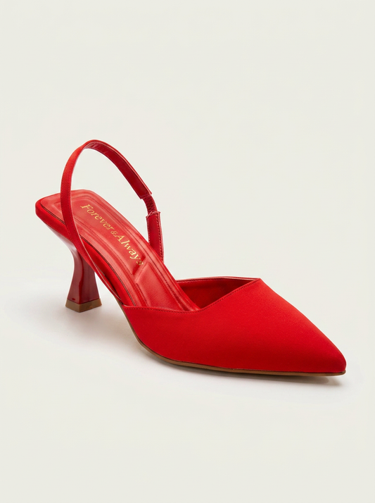 Rae - Red Slingback Kitten Heels