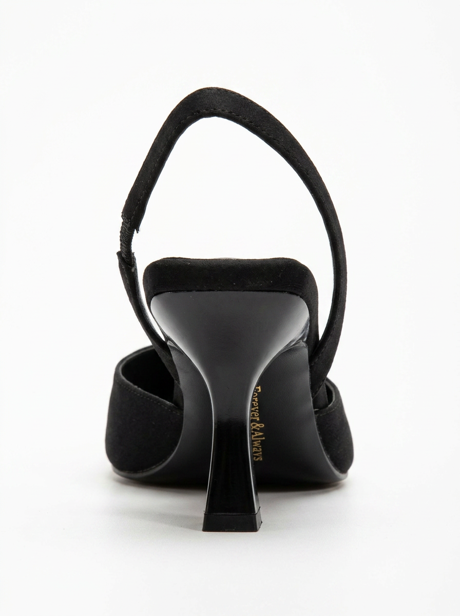 Rae - Black Suede Slingback Kitten Heels