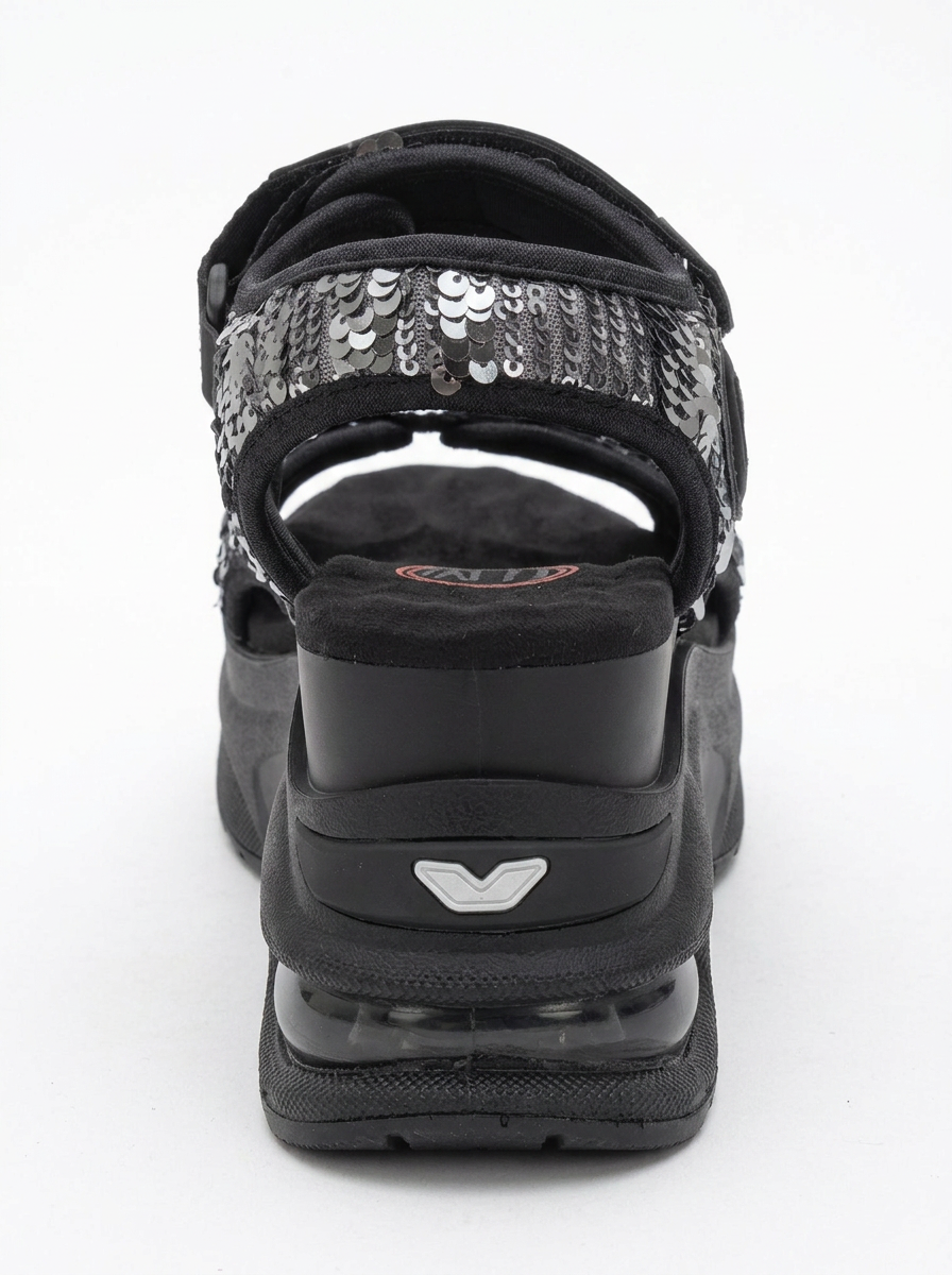 Arthur - Sandalias deportivas de plataforma con tiras negras (Mujer)