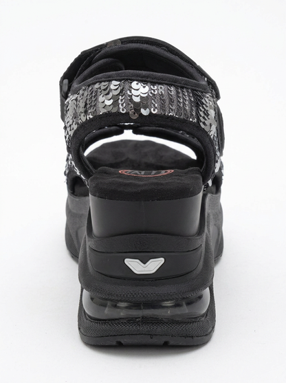 Arthur - Sandalias deportivas de plataforma con tiras negras (Mujer)