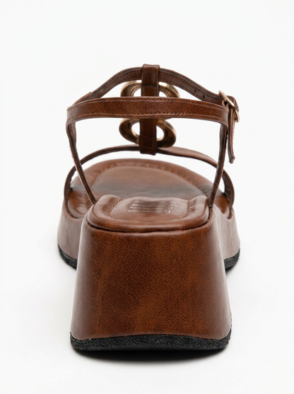 Slingback de plataforma con hebilla Kerry Cognac Brown (Mujer)