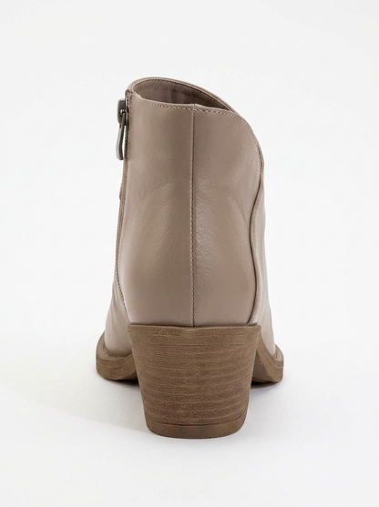 Rule - Bota gruesa de cuero color topo (mujer)